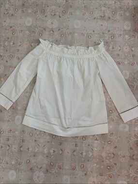 Trina Turk White Off-Shoulder Ruffle Top